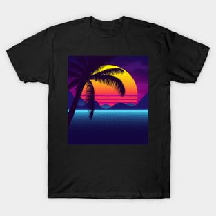 Classic Palm Tree Sunset Synthwave T-Shirt